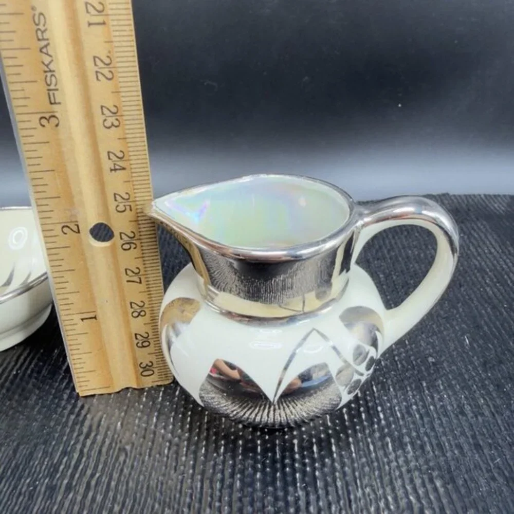 Lancaster Sandland Ware Small Cream Sugar China Hanley England Silver Luster Set
